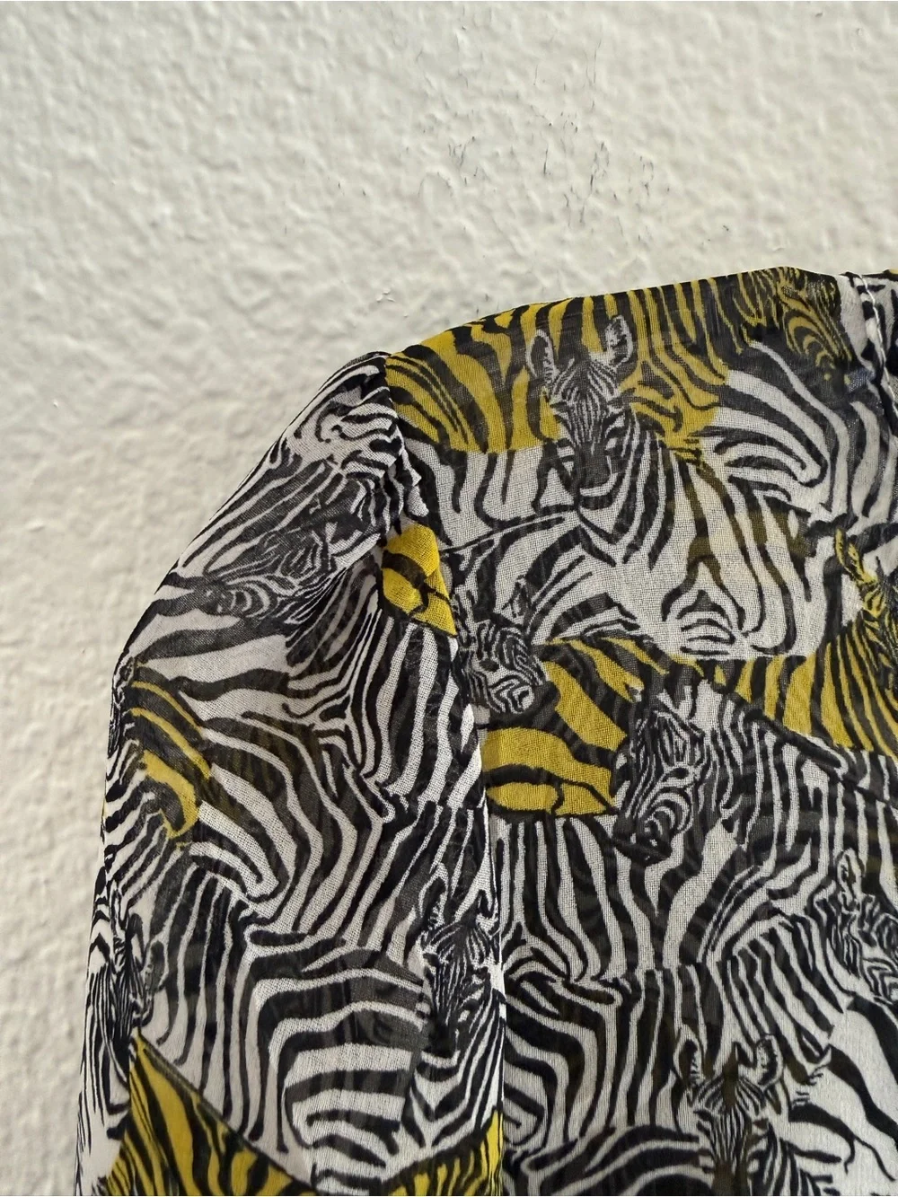 Banana Republic Sheer Zebra Print Long Sleeve with Front Cut Out Gold Bar
